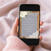 Elegant Grey Rustic Wood Lace Script Weddenschap Kaart