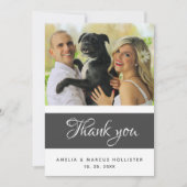 Elegant Grey Script 2 Photo Wedding Bedankkaart (Voorkant)
