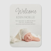 Elegant Grey Script Baby Aankondigingsfoto Magneet