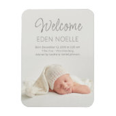 Elegant Grey Script Baby Aankondigingsfoto Magneet (Verticaal)