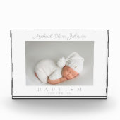 Elegant Grey Script Baptism Photo Block Fotoblokken (Voorkant)