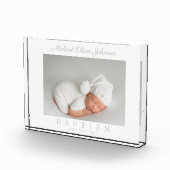 Elegant Grey Script Baptism Photo Block Fotoblokken (Rechts)