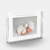 Elegant Grey Script Baptism Photo Block Fotoblokken (Links)