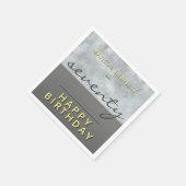 Elegant Grey Script Man Happy 70th Birthday Party Servet (Hoek)