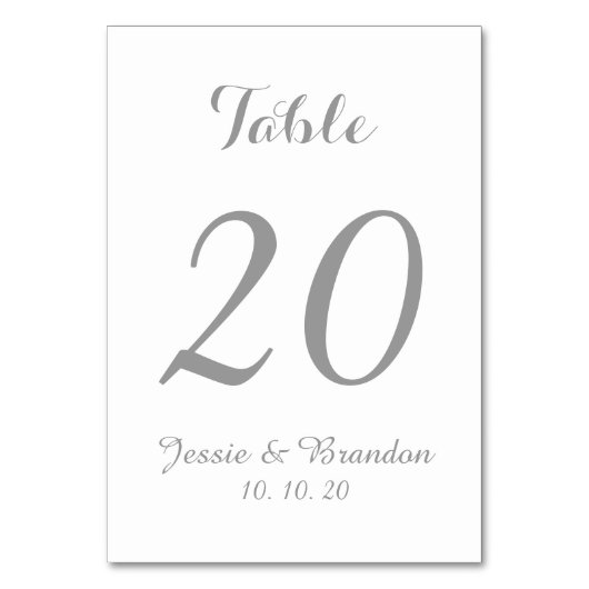 Elegant Grey Script Weddentable Number Card Kaart (Achterkant)