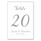 Elegant Grey Script Weddentable Number Card Kaart (Voorkant)