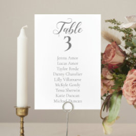 Elegant Grey Script Wedding Seding Chart Kaarten