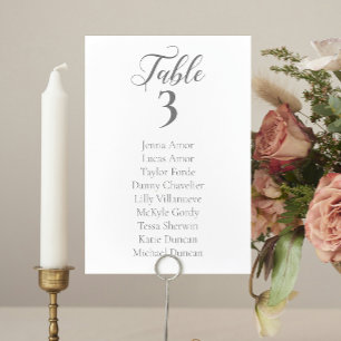 Elegant Grey Script Wedding Seding Chart Kaarten