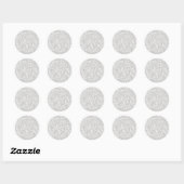 Elegant Grey Scroll Damask Patroon Ronde Sticker (Vel)