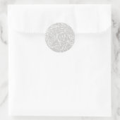 Elegant Grey Scroll Damask Patroon Ronde Sticker (Tas)