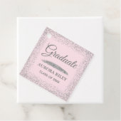Elegant Grey Silver Glitter Blush Pink Afstuderen Bedankjes Labels (In situ)