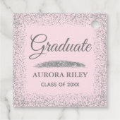 Elegant Grey Silver Glitter Blush Pink Afstuderen Bedankjes Labels (Achterkant)