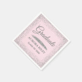Elegant Grey Silver Glitter Blush Pink Afstuderen Servet (Hoek)