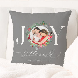 Elegant Grey Silver Kerstmis Wreaty Joy Kussen