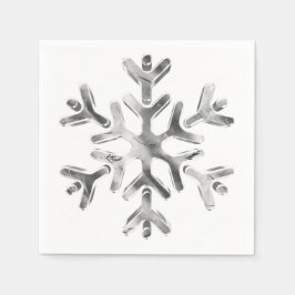 Elegant Grey Silver Snowflake Winter Party Napkins Servet