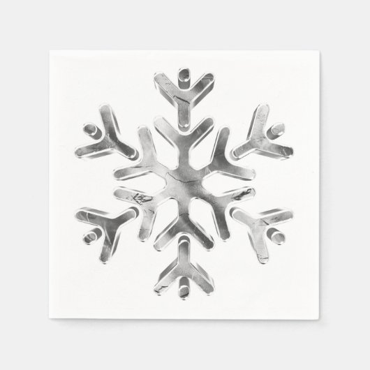 Elegant Grey Silver Snowflake Winter Party Napkins Servet (Voorkant)