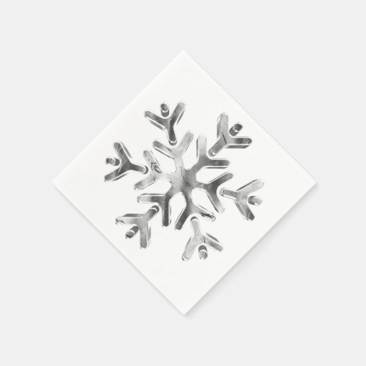 Elegant Grey Silver Snowflake Winter Party Napkins Servet (Hoek)