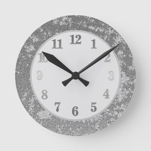 Elegant Grey Silvery White gesofisticeerd  Ronde Klok (Voorkant)