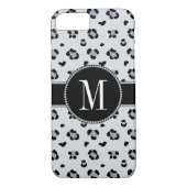 Elegant Grey Snow Leopard Cool Silver Monogram Case-Mate iPhone Case (Achterkant)