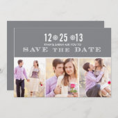 Elegant Grey Snowflake Save the Dates & Photos Save The Date (Voorkant / Achterkant)