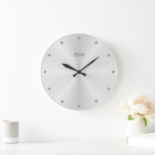 Elegant Grey Stippen op Silver Background Grote Klok (Huis)