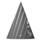 Elegant Grey Stripe Pattern Man 50 Birthday Feesthoedjes (Links)