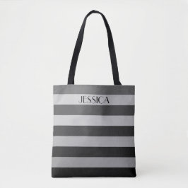 Elegant Grey Striped Patroonnaam Tote Bag