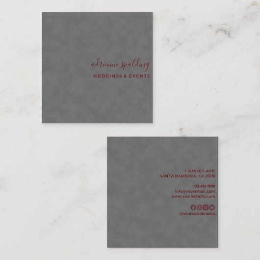 Elegant Grey Suede Leather Texture Professional Vierkante Visitekaartje (Voorkant / Achterkant)