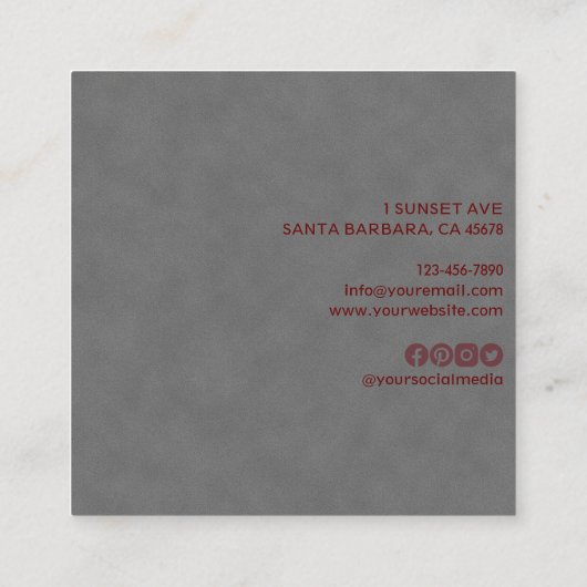 Elegant Grey Suede Leather Texture Professional Vierkante Visitekaartje (Achterkant)