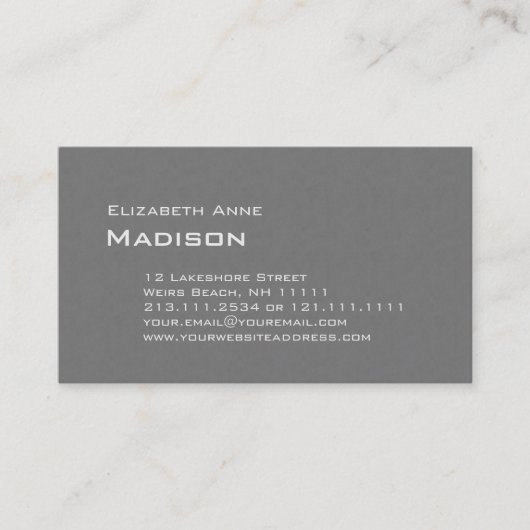 Elegant Grey Textured Monogram Classic Visitekaartje (Voorkant)