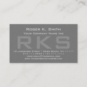 Elegant Grey Textured Monogram Classic Visitekaartje