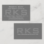 Elegant Grey Textured Monogram Classic Visitekaartje (Voorkant / Achterkant)