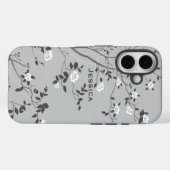 Elegant Grey Tree Blossom Art Personalised Case-Mate iPhone Case (Achterkant (horizontaal))