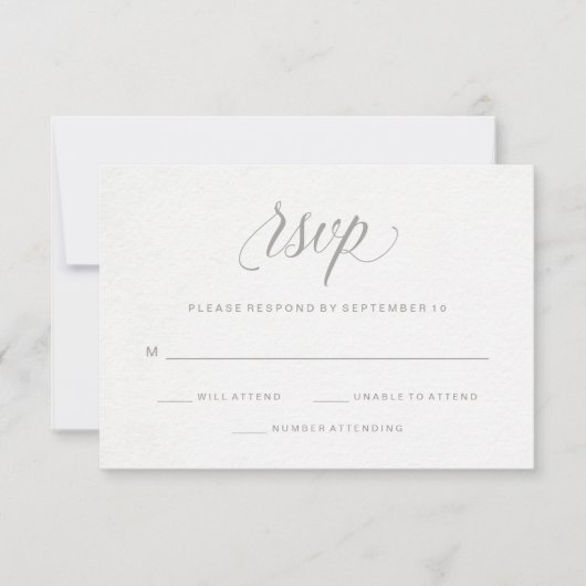 Elegant Grey Typografie op Waterverf Paper RSVP (Voorkant)