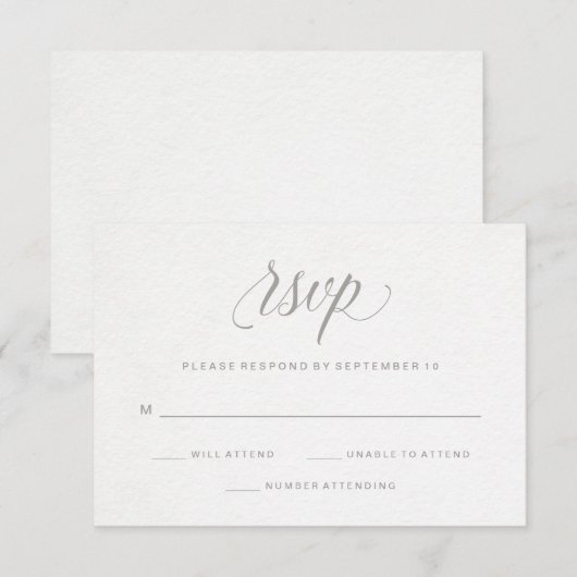 Elegant Grey Typografie op Waterverf Paper RSVP (Voorkant / Achterkant)