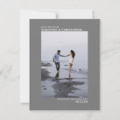 Elegant Grey Vertical Photo Minimalist Weddenschap Save The Date (Voorkant)