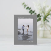 Elegant Grey Vertical Photo Minimalist Weddenschap Save The Date (Staand voorkant)