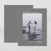 Elegant Grey Vertical Photo Minimalist Weddenschap Save The Date (Voorkant / Achterkant)
