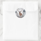 Elegant Grey Waterverf Winter Kerstmis Deer Ronde Sticker (Tas)