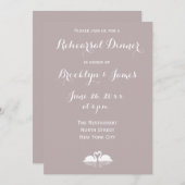 Elegant Grey Wedding Rehearsal Invitions Swans Kaart (Voorkant / Achterkant)