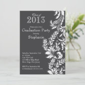 Elegant Grey White Class of 2013 Graduation Party Kaart (Staand voorkant)