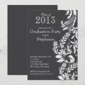 Elegant Grey White Class of 2013 Graduation Party Kaart (Voorkant / Achterkant)