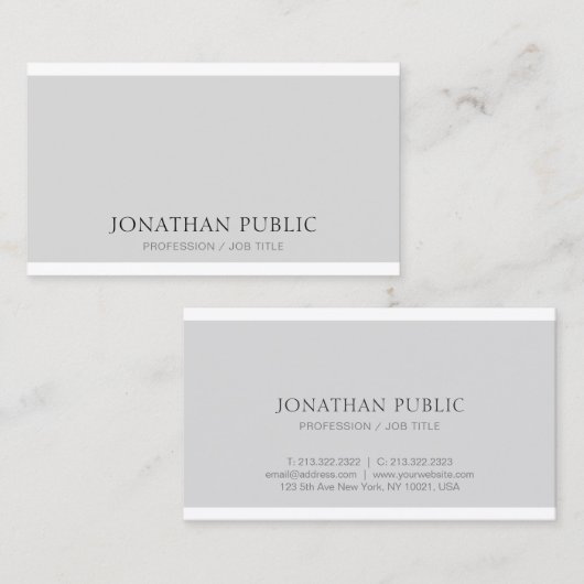Elegant Grey White Clean Trendy Modern Plain Visitekaartje (Voorkant / Achterkant)