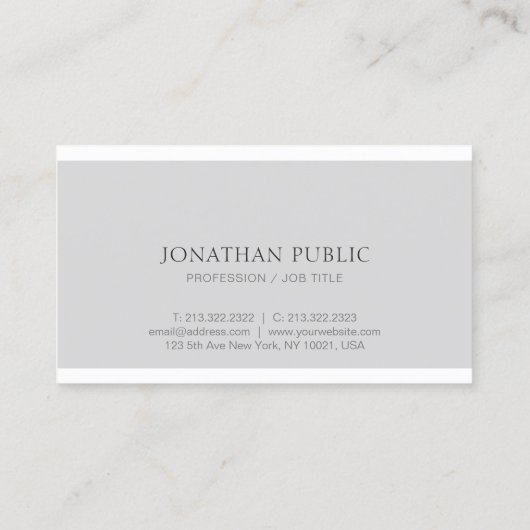 Elegant Grey White Clean Trendy Modern Plain Visitekaartje (Achterkant)