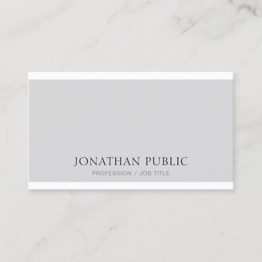 Elegant Grey White Clean Trendy Modern Plain Visitekaartje (Voorkant)