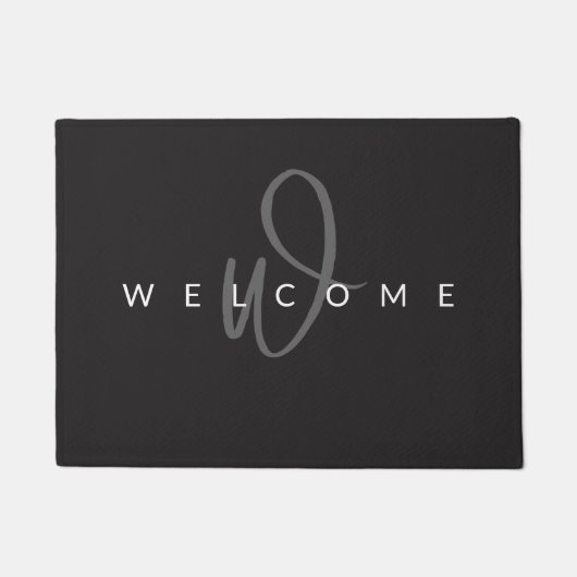 Elegant Grey White Custom Monogram Script Name Deurmat (Voorkant)