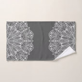 Elegant Grey & White Floral Mandala Bad Handdoek (Handdoek)