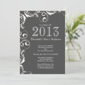 Elegant Grey White Graduy Party Invitation Kaart (Staand voorkant)