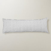 Elegant Grey & White Greek Pattern Body Pillow Lichaamskussen (Achterkant)