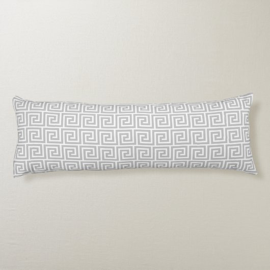Elegant Grey & White Greek Pattern Body Pillow Lichaamskussen (Achterkant)